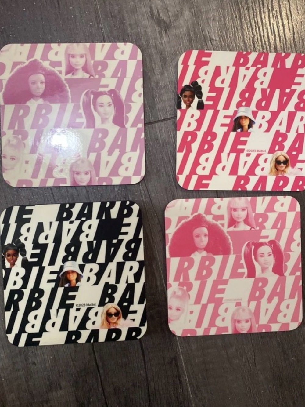 Mattel Barbie Graphic Coaster Set - Pink, Black & White